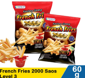 French Fries 2000 Snack Kentang Level 3 60G Pack